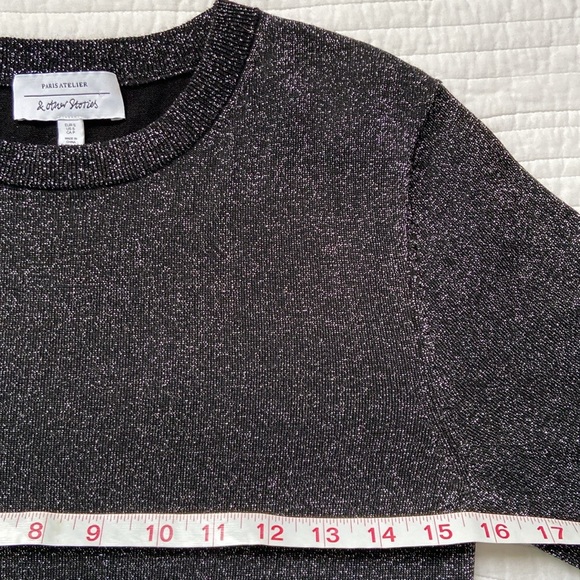& Other Stories Metallic Knit Crewneck Sweater Black Silver Small - Picture 12 of 17